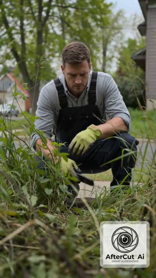 Landscaper working in a garden